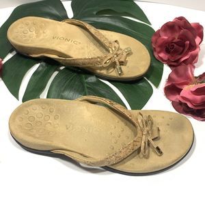 Vionic Womens Bella Brown T-Strap Sandals Size 7 Women’s